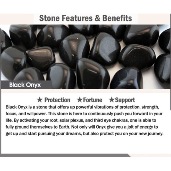 10mm Black Onyx with Black Crystal Ball Stretch Bracelet - Protection, Energy - Picture 4 of 7